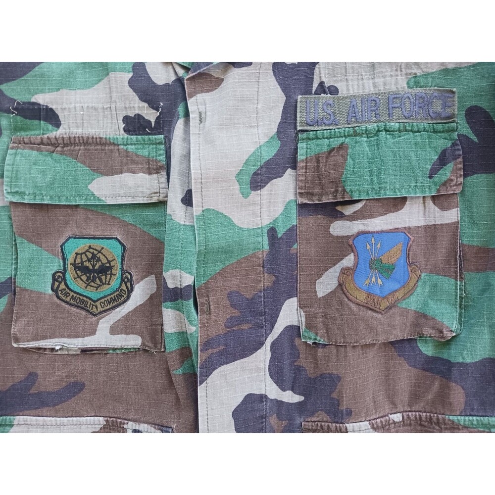 US Air Force Jacket Men Large Woodland Camo Patches Combat Utility Coat - Picture 3 of 6